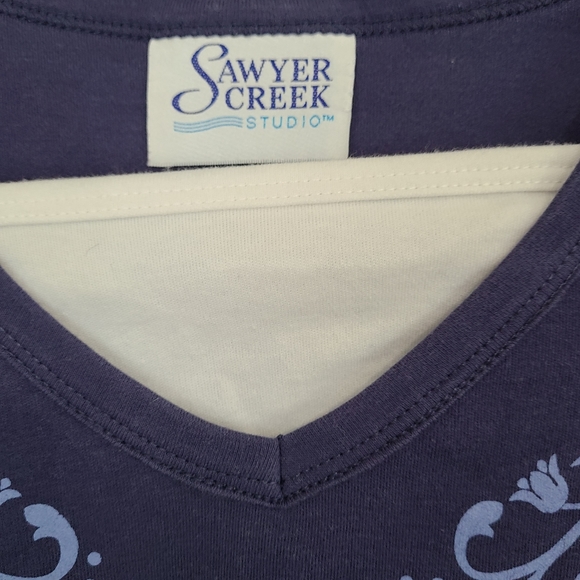 (1651) Sawyer Creek Studio Woman's Long Sleeve Pullover Blouse,Size: Medium Blue - Picture 8 of 16